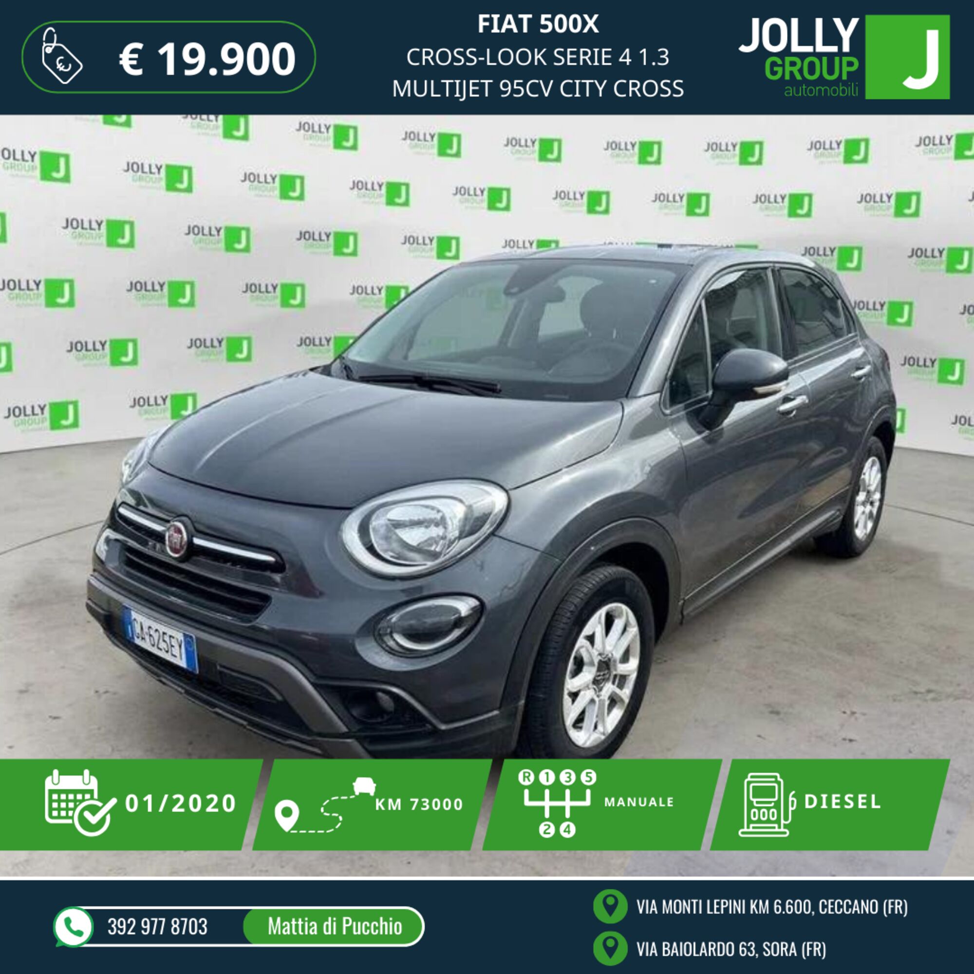 Vendo Fiat 500X 1 3 MultiJet 95 CV City Cross Usata A Sora Frosinone