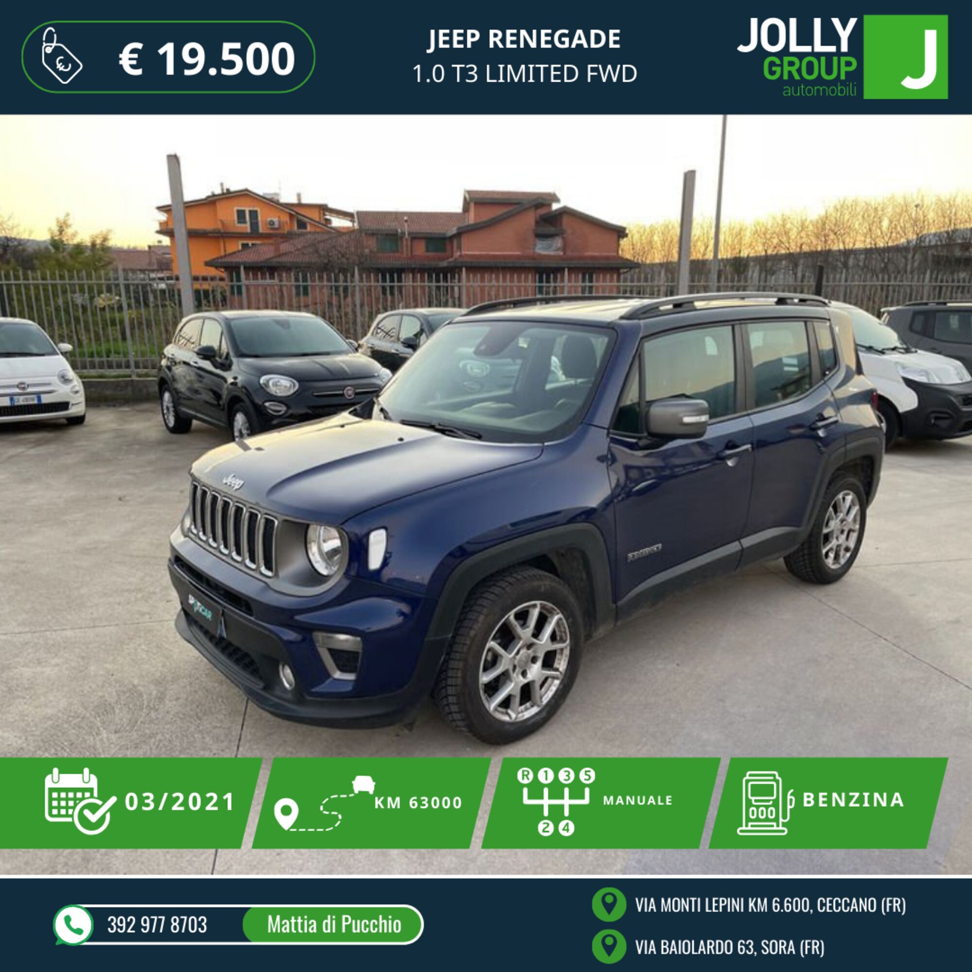 Jeep Renegade 1.0 T3 Limited  del 2021 usata a Sora