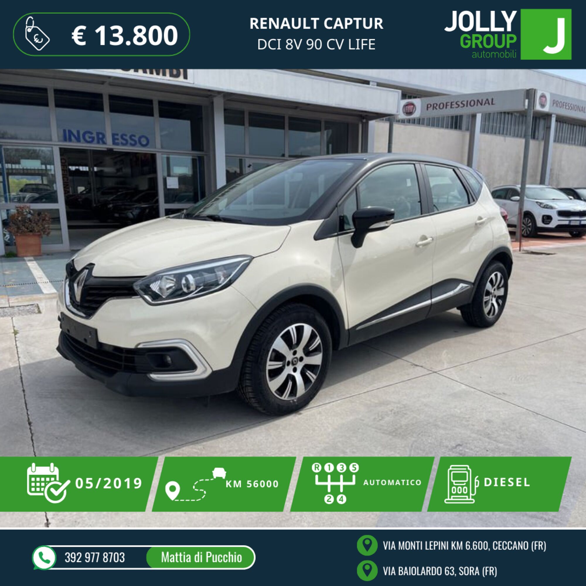 Renault Captur dCi 8V 90 CV Life del 2019 usata a Sora