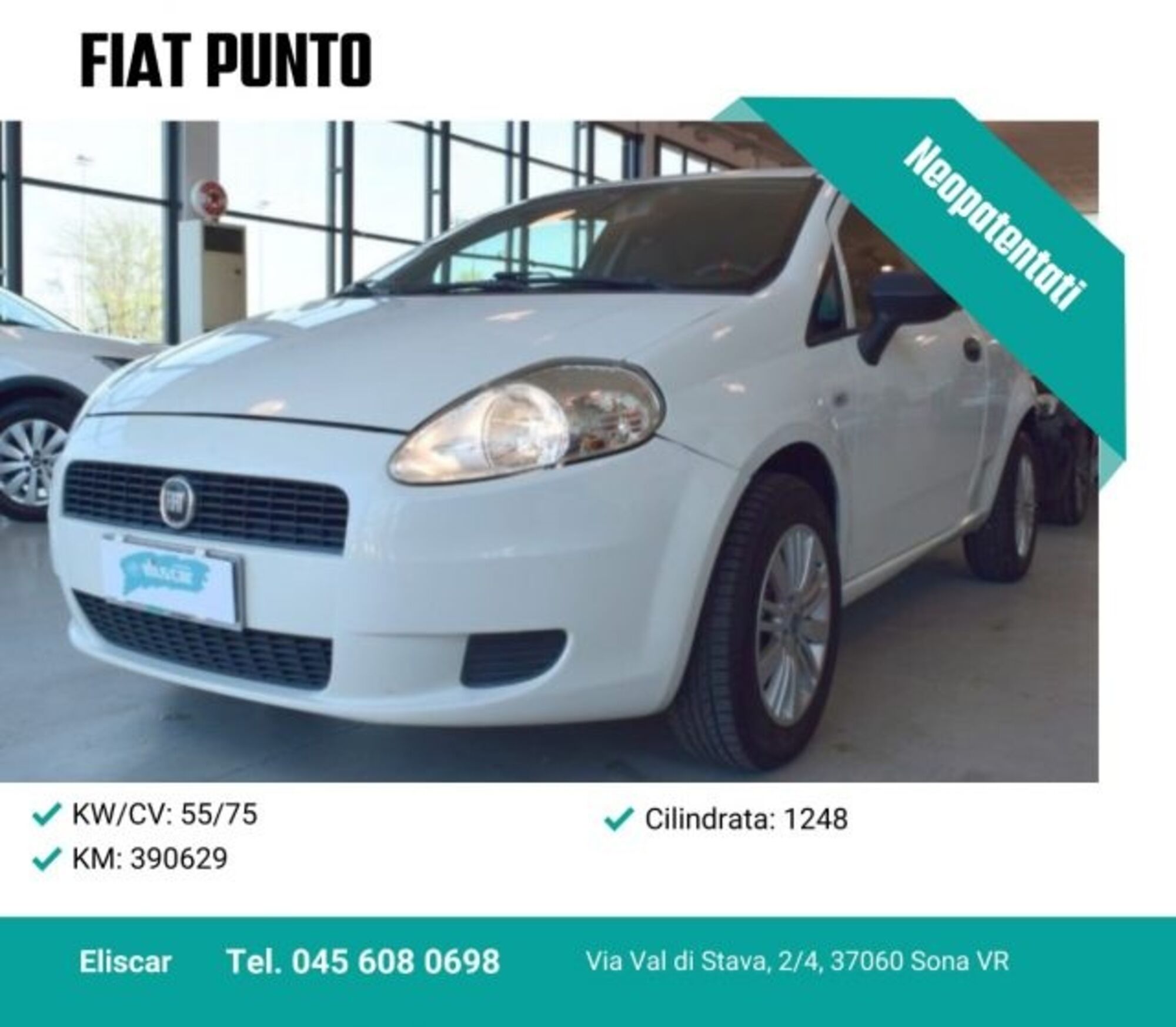 Fiat Punto 1.3 MJT 16V 3 porte 2p.ti Van del 2010 usata a Sona