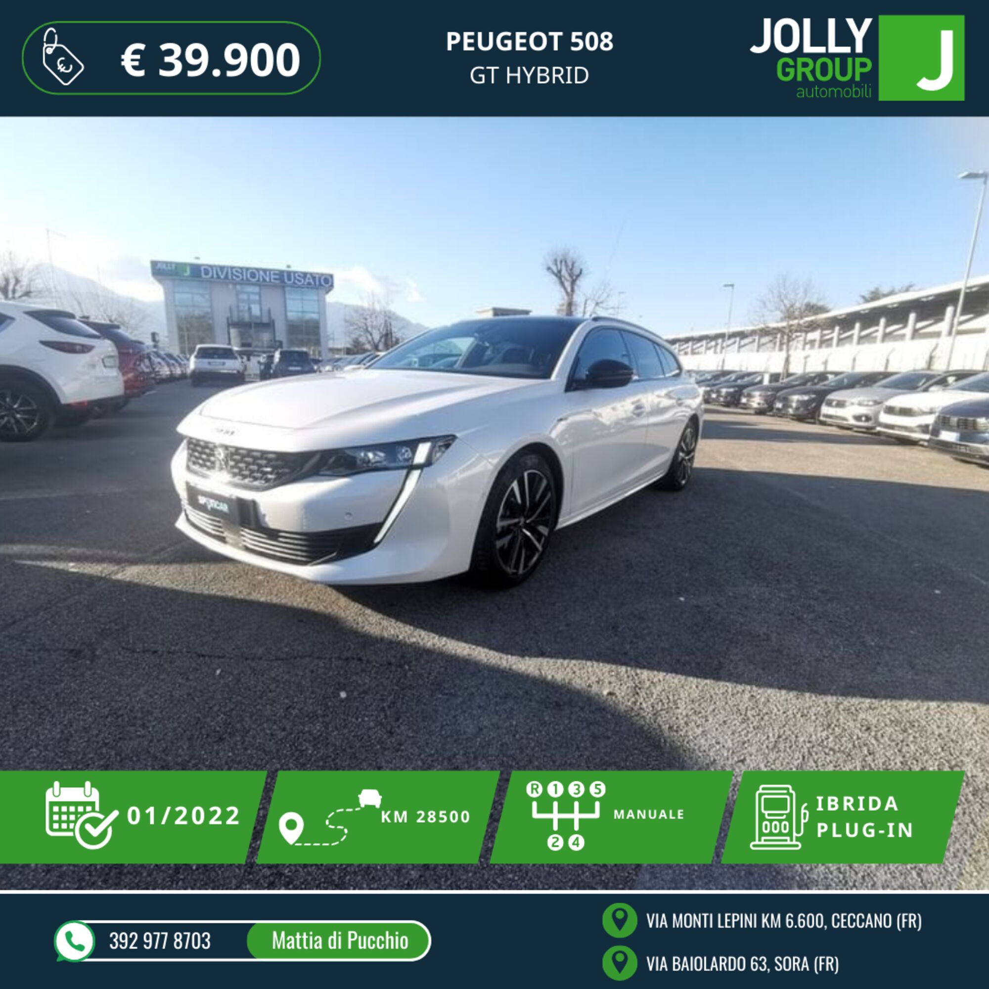 Peugeot 508 PureTech Turbo 180 Stop&amp;Start EAT8 GT  del 2022 usata a Ceccano