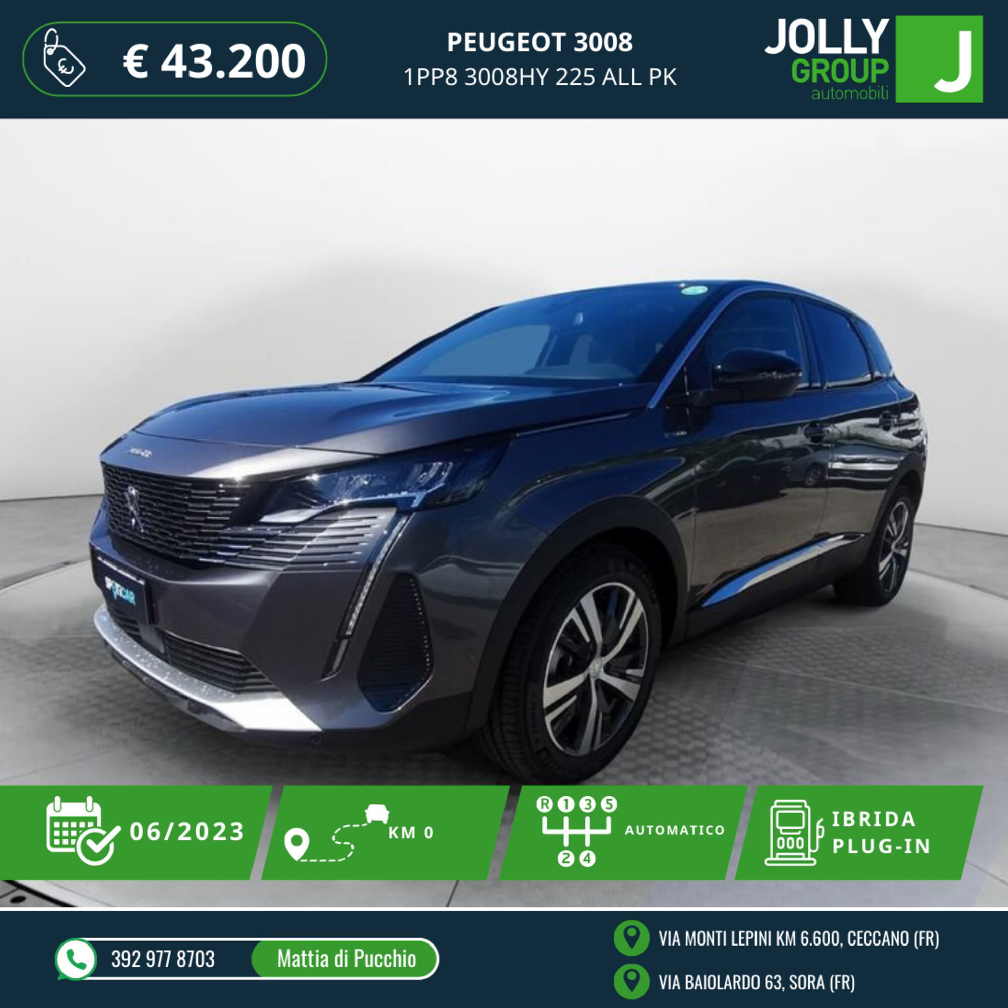 Peugeot 3008 Hybrid 225 e-EAT8 Allure  nuova a Ceccano