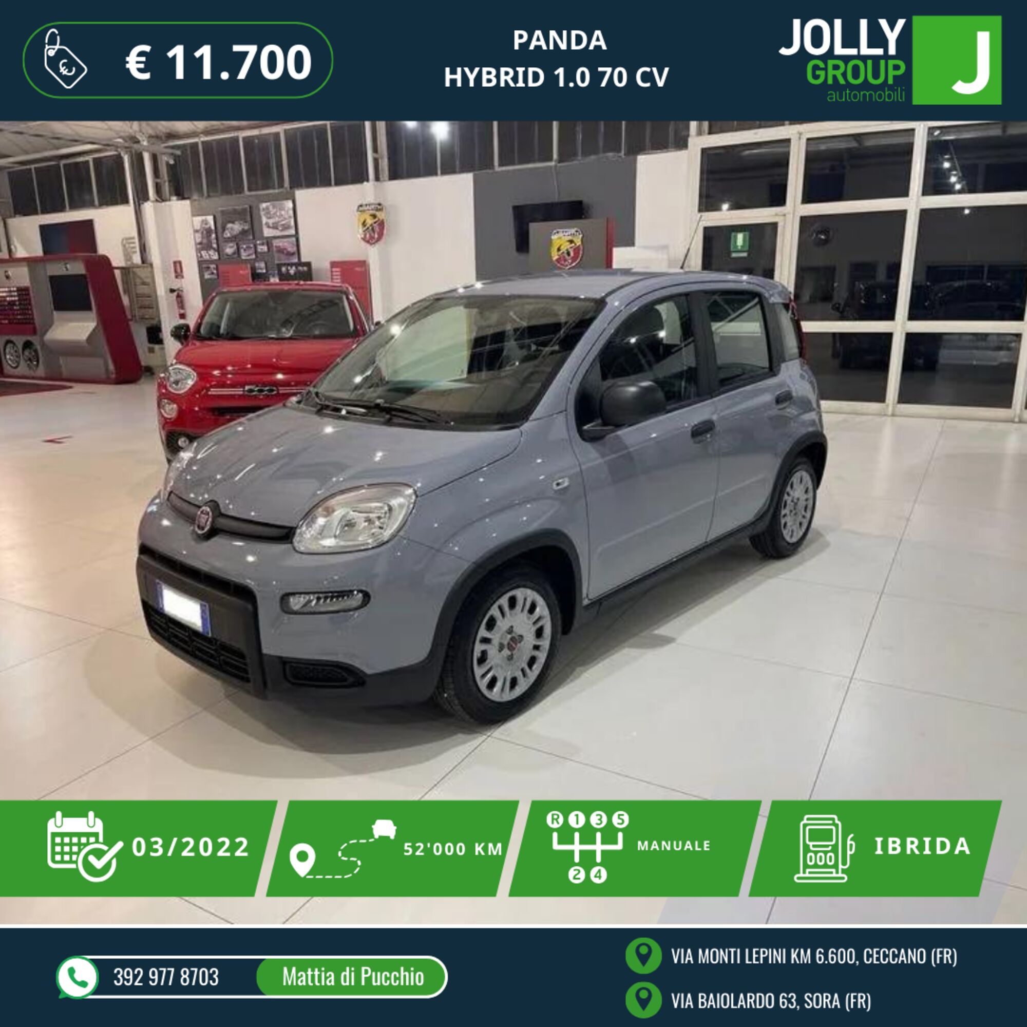 Fiat Panda 1.0 firefly hybrid s&amp;s 70cv del 2022 usata a Sora