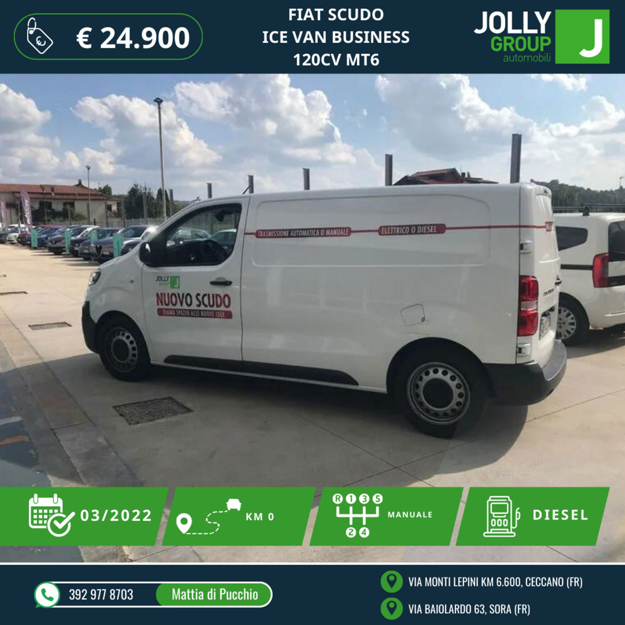 Fiat Scudo Furgone Ice 1.5 bluehdi 120cv L2H1 nuova a Sora