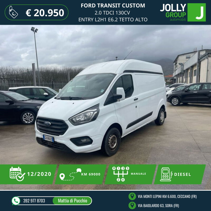 Ford Transit Custom Furgone 300 2.0 TDCi 130 PL Furgone Entry  del 2020 usata a Sora