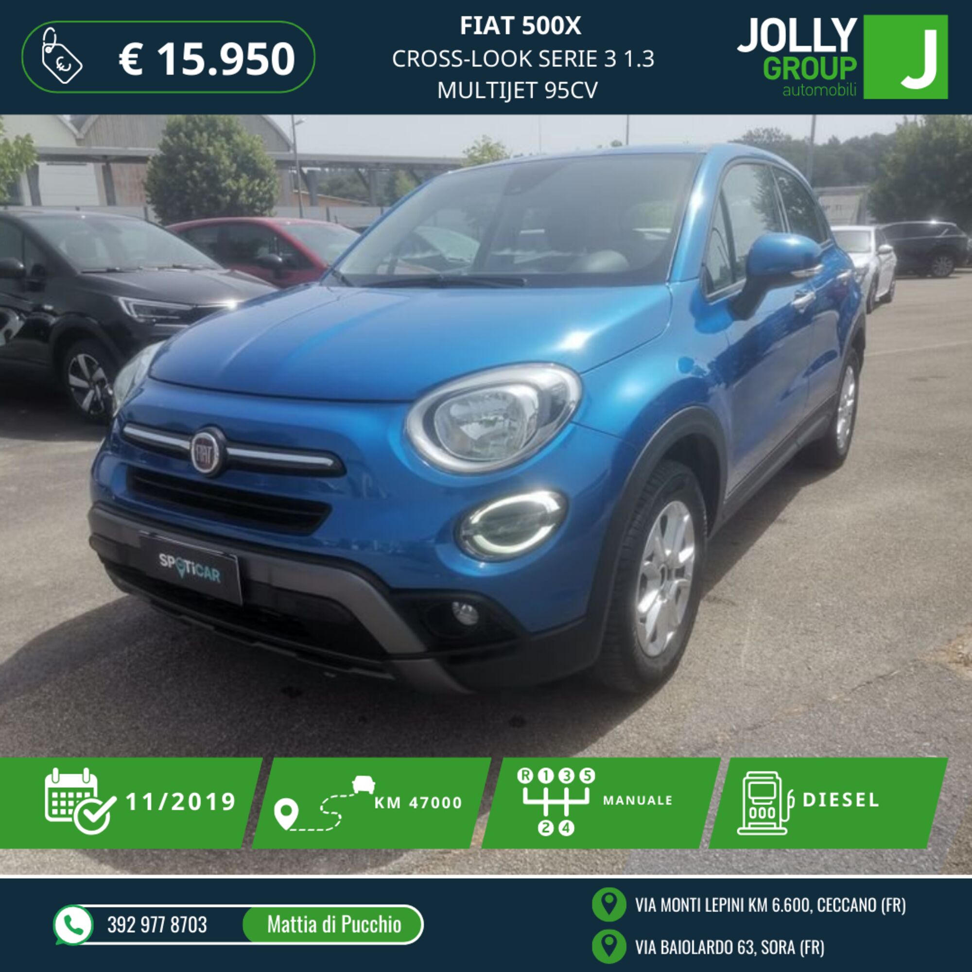 Fiat 500X 1.3 MultiJet 95 CV City Cross  del 2019 usata a Sora