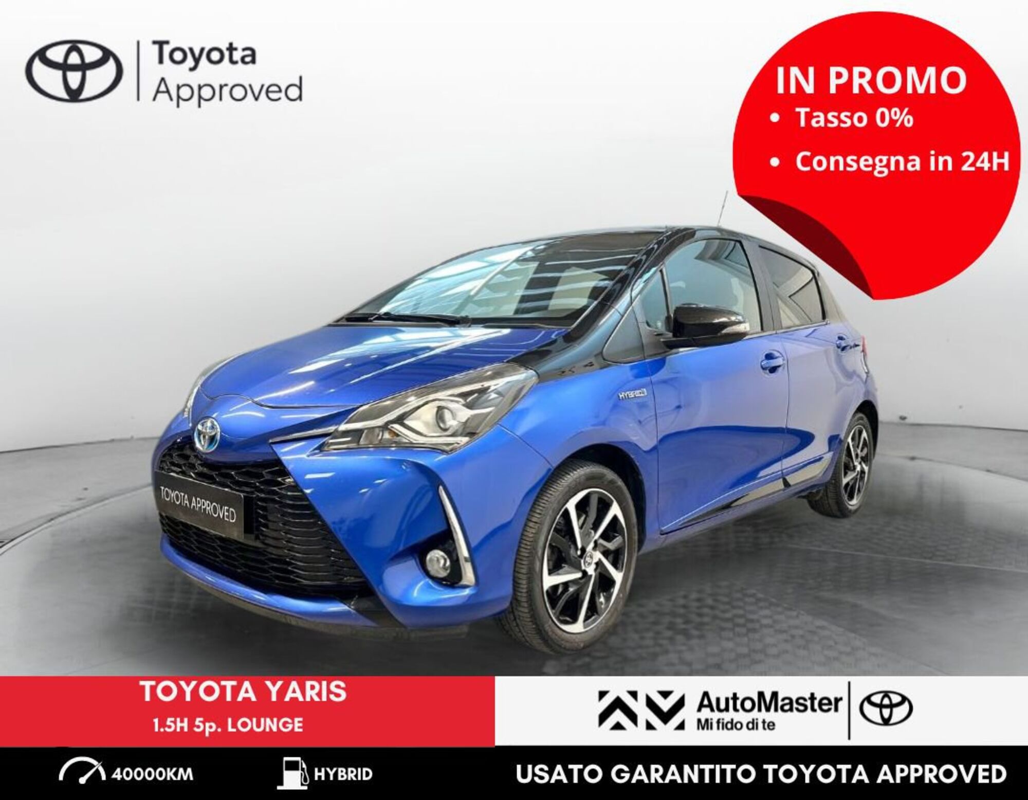 Toyota Yaris 1.5 Hybrid 5 porte Lounge Blue del 2020 usata a Ferrara