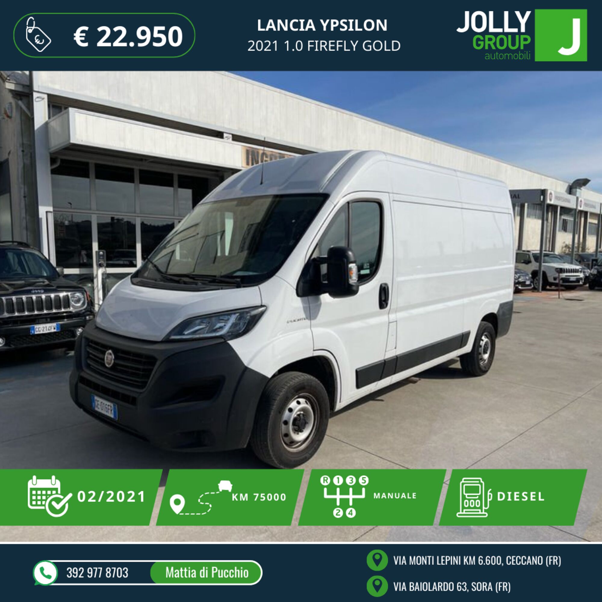 Fiat Ducato Furgone 33 MH2 2.2 mjt3 120cv del 2021 usata a Ceccano