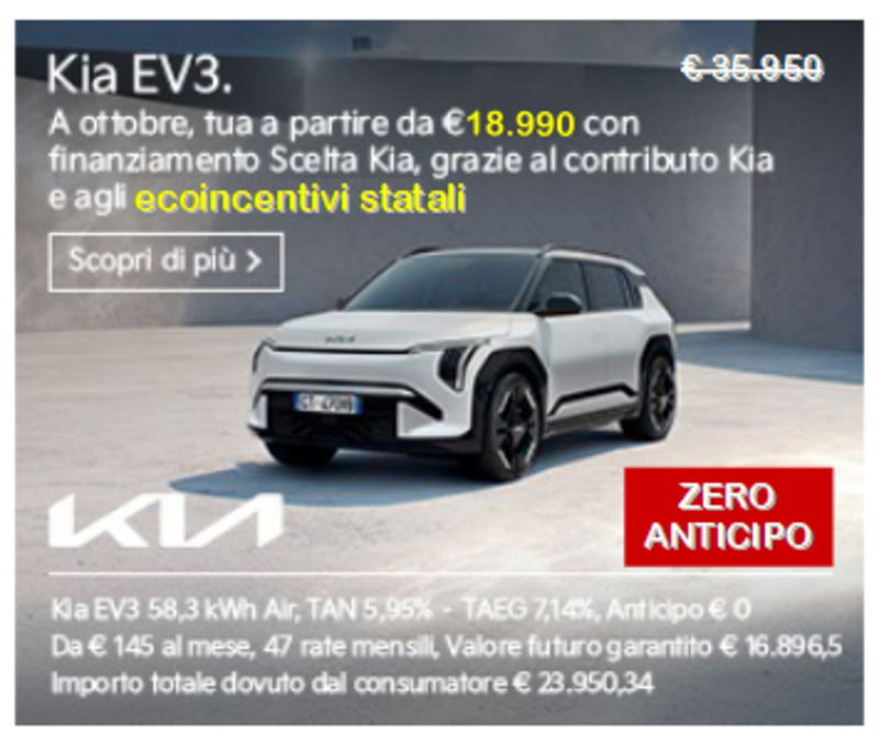 Kia EV3 81,4 kWh Air nuova a Casamarciano
